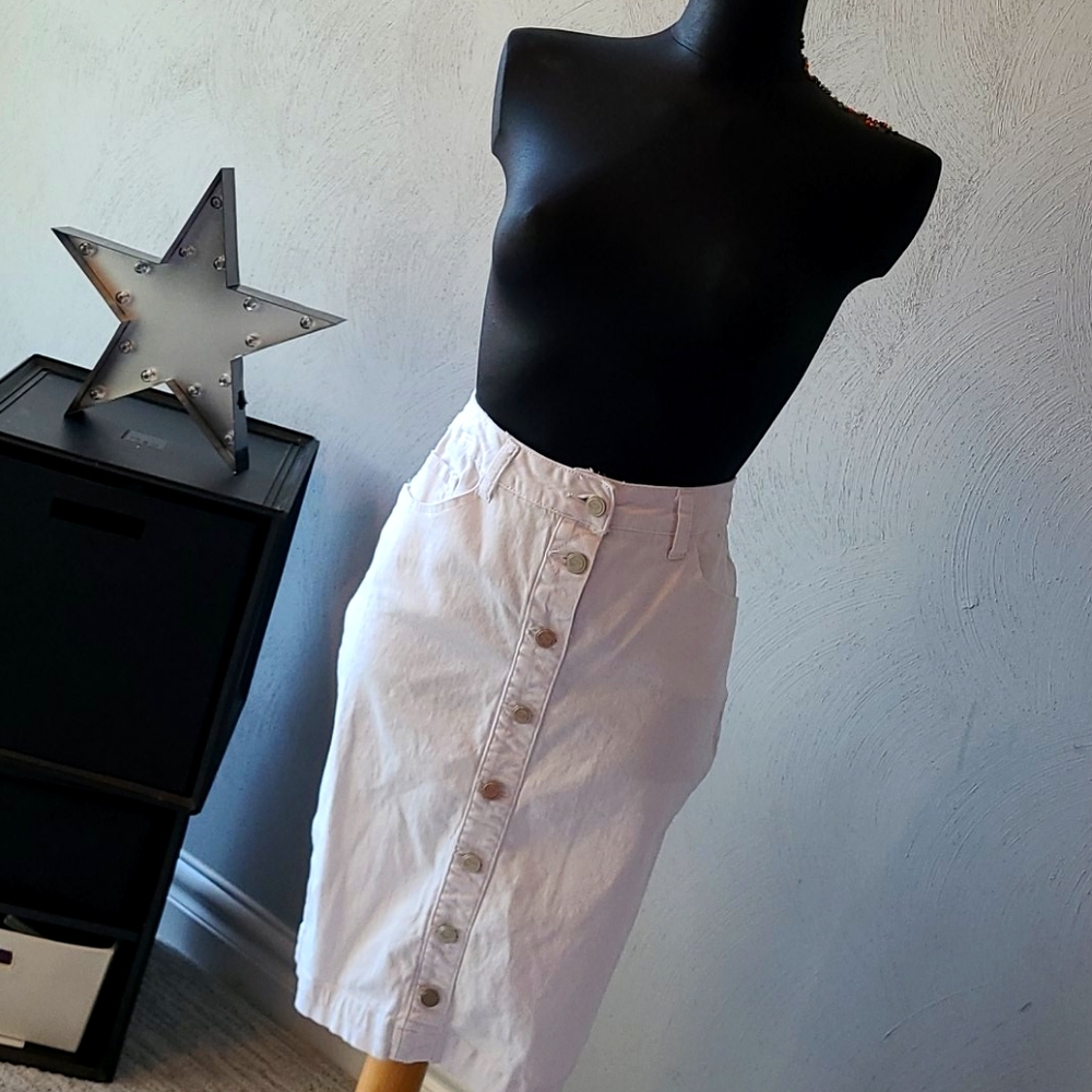 White Denim Pencil Skirt